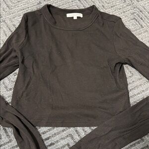 Cotton Citizen Black Ribbed Long Sleeve Crew Top